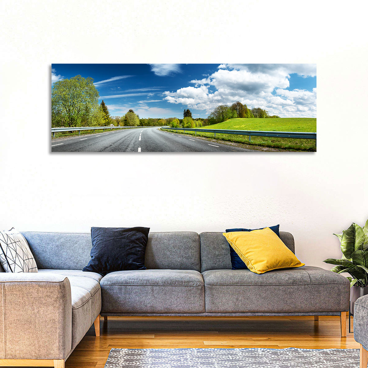 Sunlit Asphalt Road Wall Art