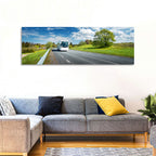 White Bus on Meadow Road Wall Art