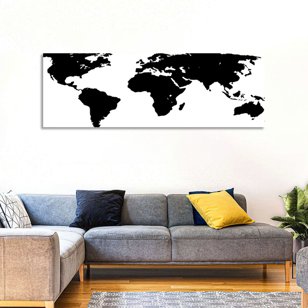 Minimalist Black World Map Wall Art