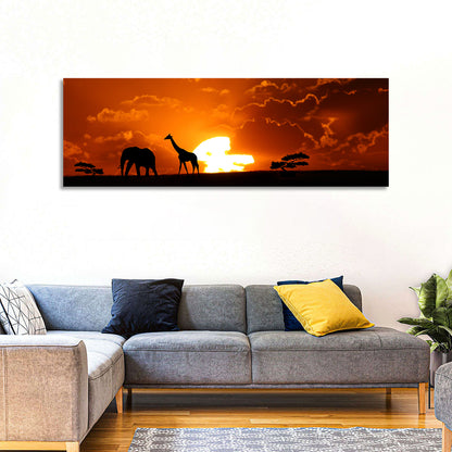 Safari Sunset Silhouettes Wall Art
