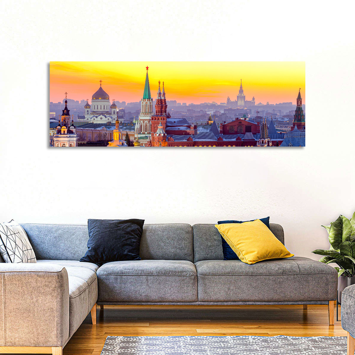 Moscow Kremlin at Golden Hour Wall Art in a room, panoramic