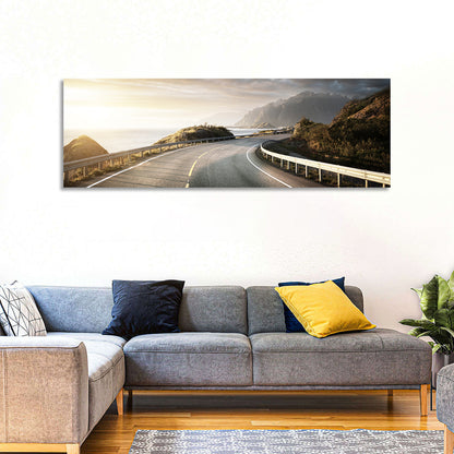 Golden Sunrise Coastal Road Wall Art