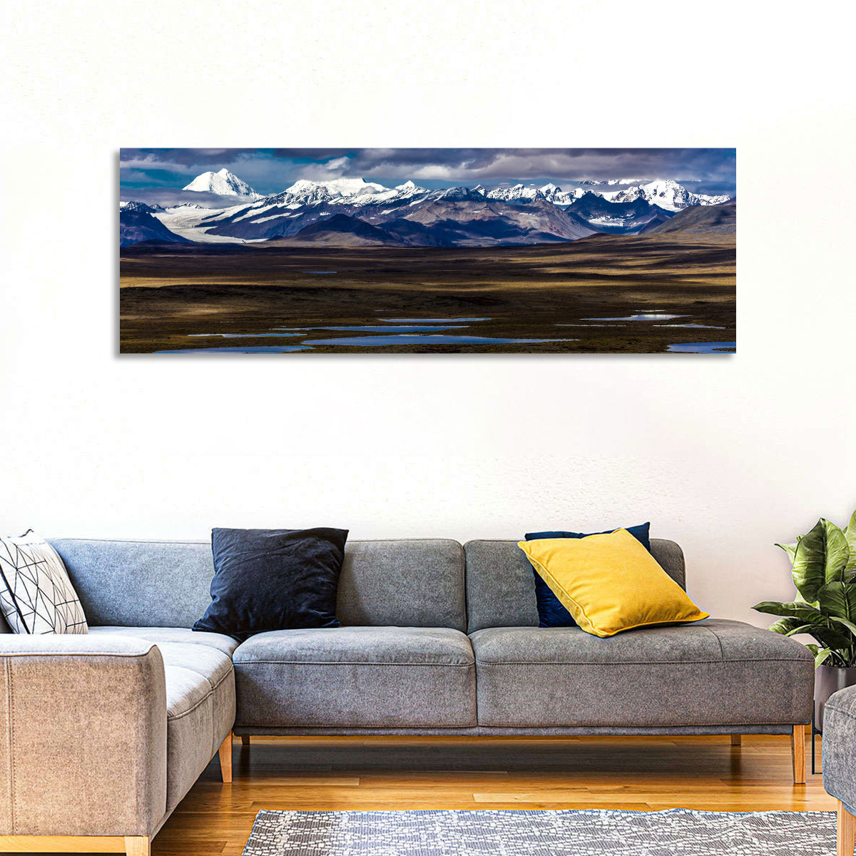 Mount Hess and Mount Debora with Wetlands Wall Art in a room, panoramic