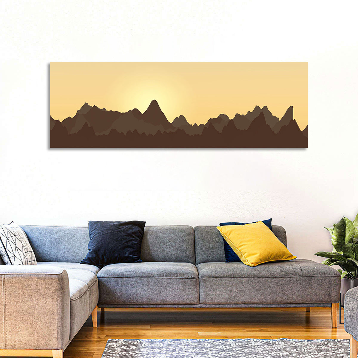 Sunset Mountain Silhouettes Wall Art