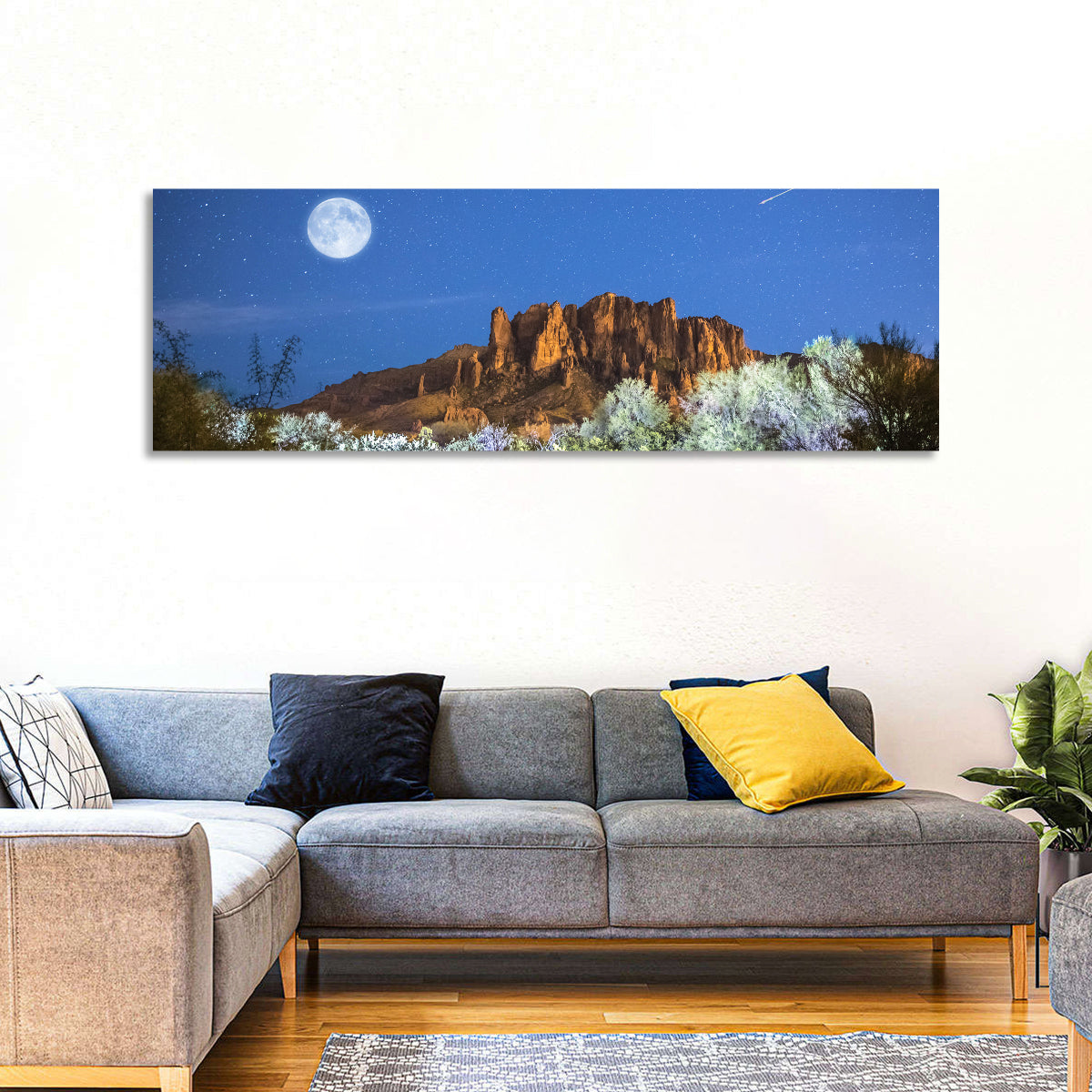 Moonlit Superstition Mountains Arizona Wall Art