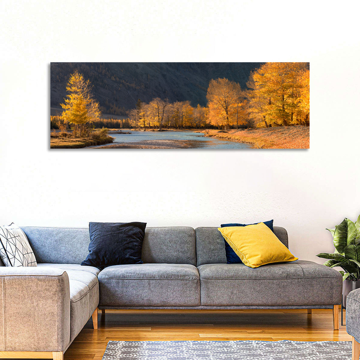 Autumn River Through Golden Forest Wall Art