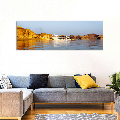 Lake Nasser Cruise Ship at Golden Hour Wall Art