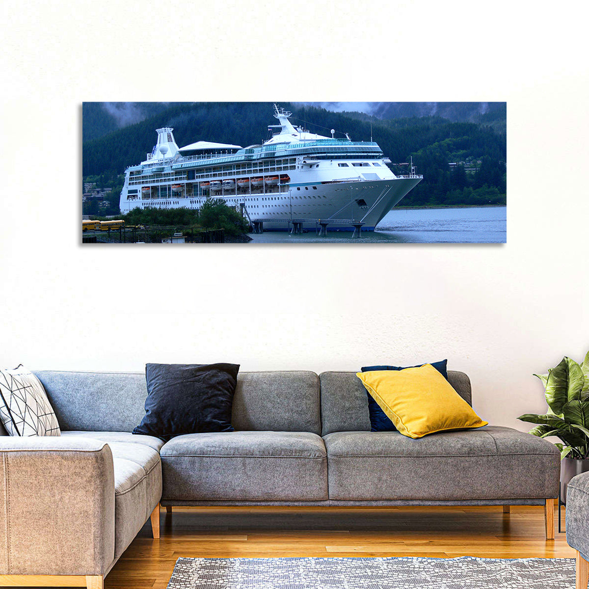 Misty Docked Cruise Ship Wall Art