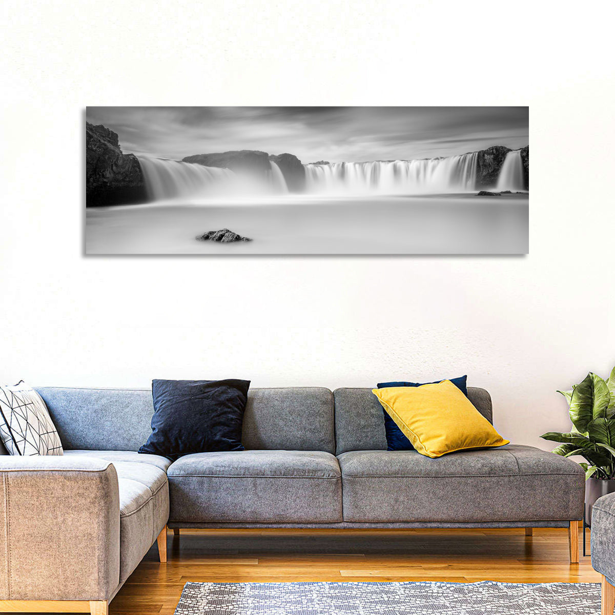 Goðafoss, Mývatn Iceland Wall Art in a room, panoramic