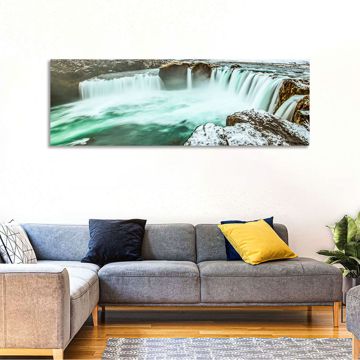 Goðafoss Winter Waterfall Wall Art