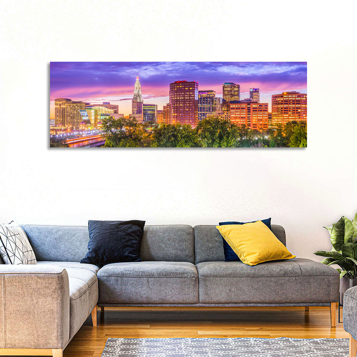 Hartford Skyline at Dusk Wall Art