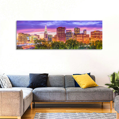 Hartford Skyline at Dusk Wall Art