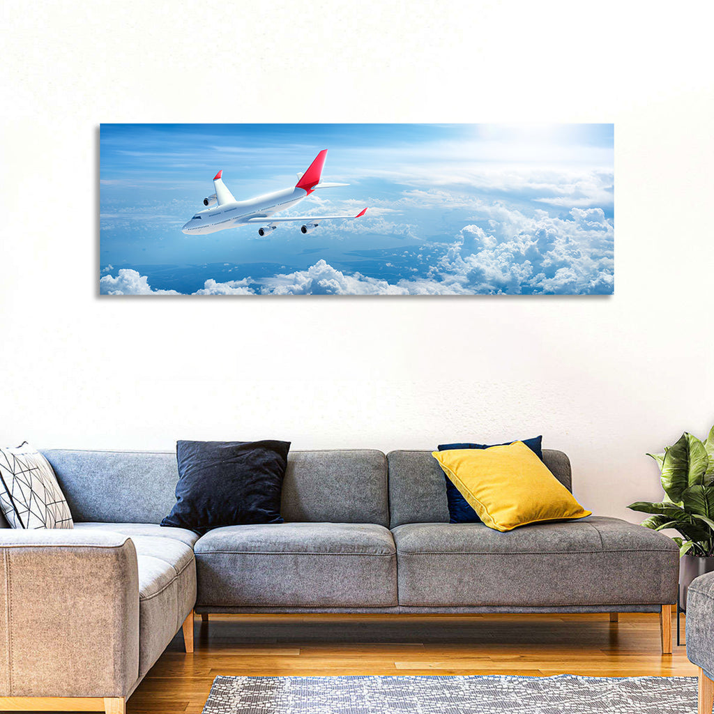 Airplane Over Blue Cloudscape Wall Art