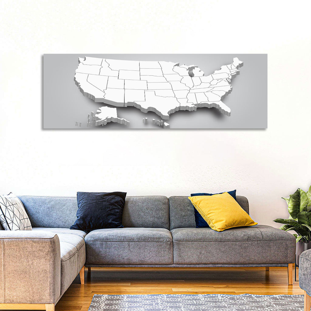 3d USA Map with Alaska and Hawaii Wall Art