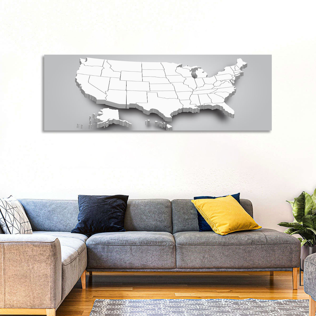 USA 3D Map Wall Art
