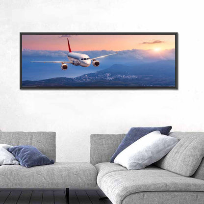 Passenger Jet at Sunset Wall Art