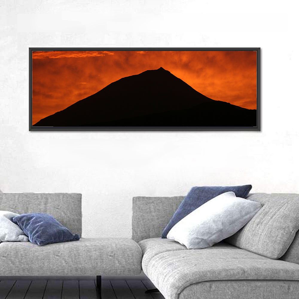 Pico Island Volcano Silhouette at Sunset Wall Art