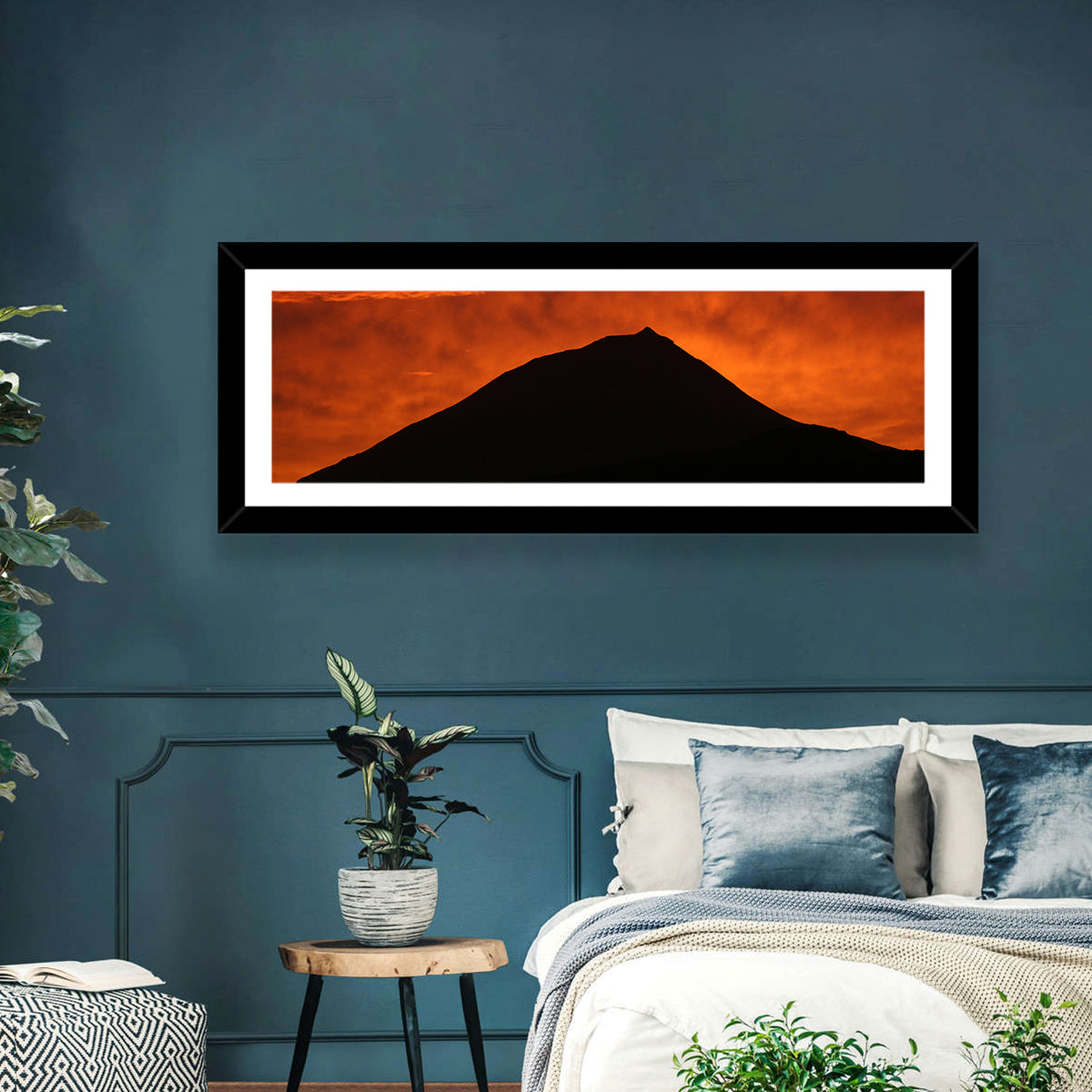 Pico Island Volcano Silhouette at Sunset Wall Art
