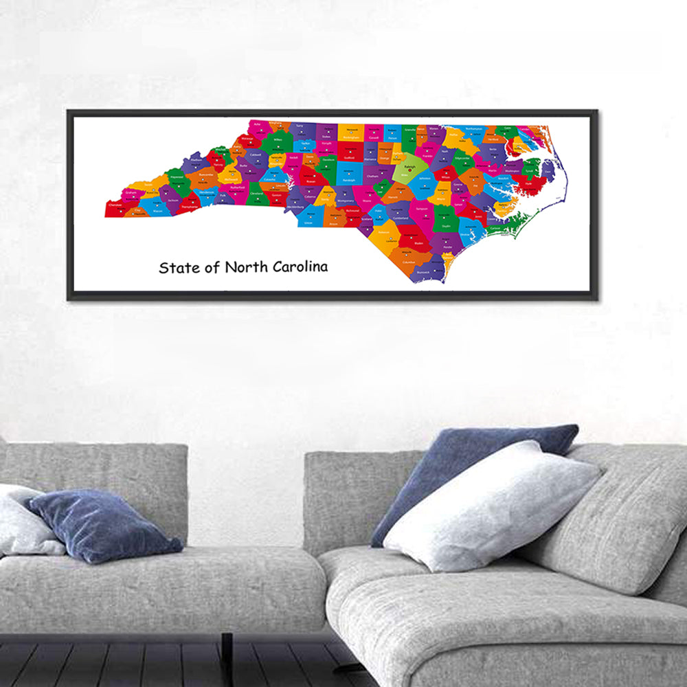 Colorful North Carolina Map Wall Art