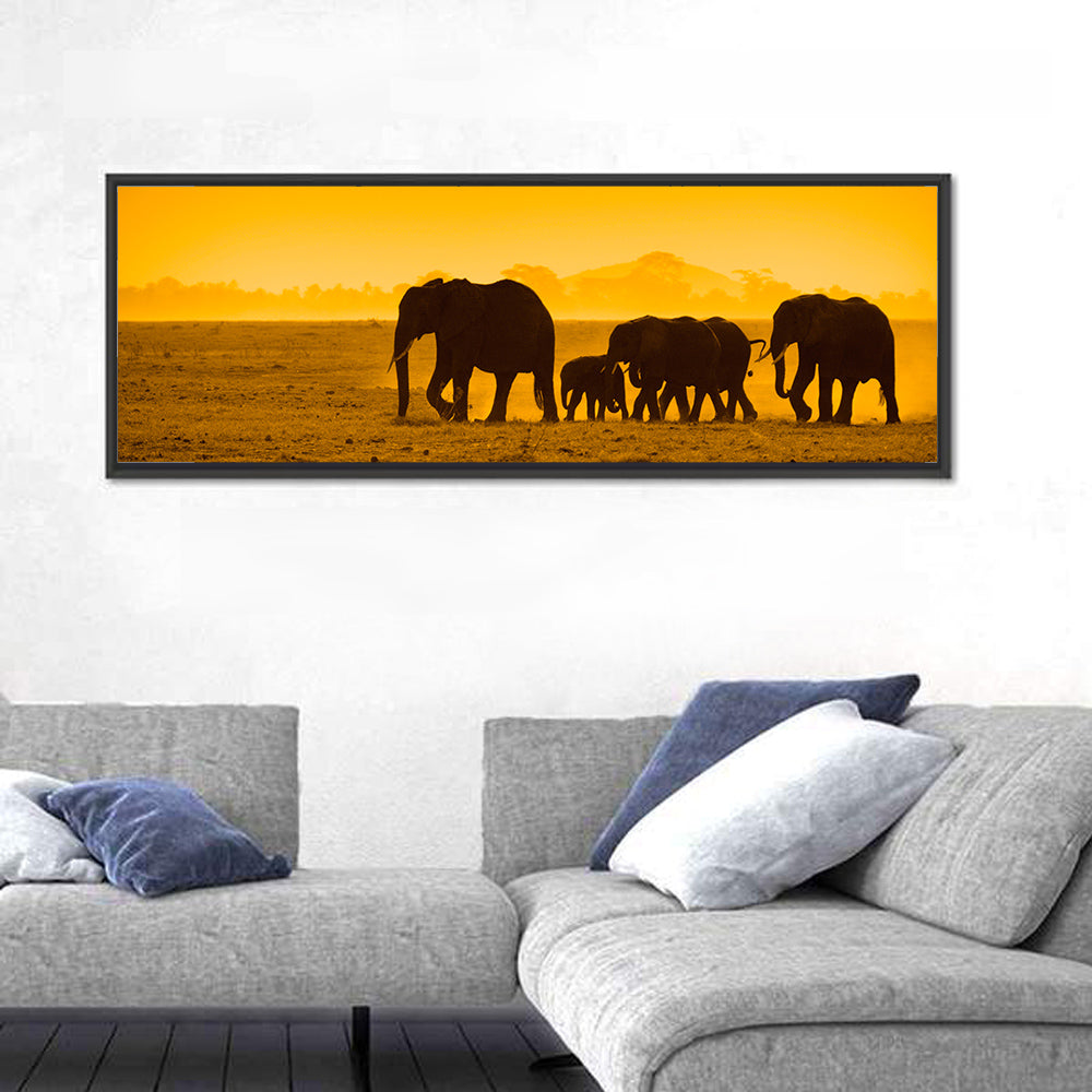 Elephant Family Silhouette Wall Art