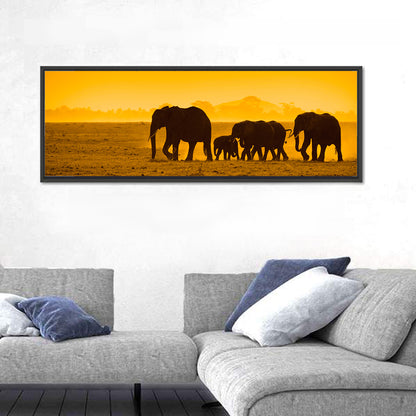 Elephant Family Silhouette Wall Art