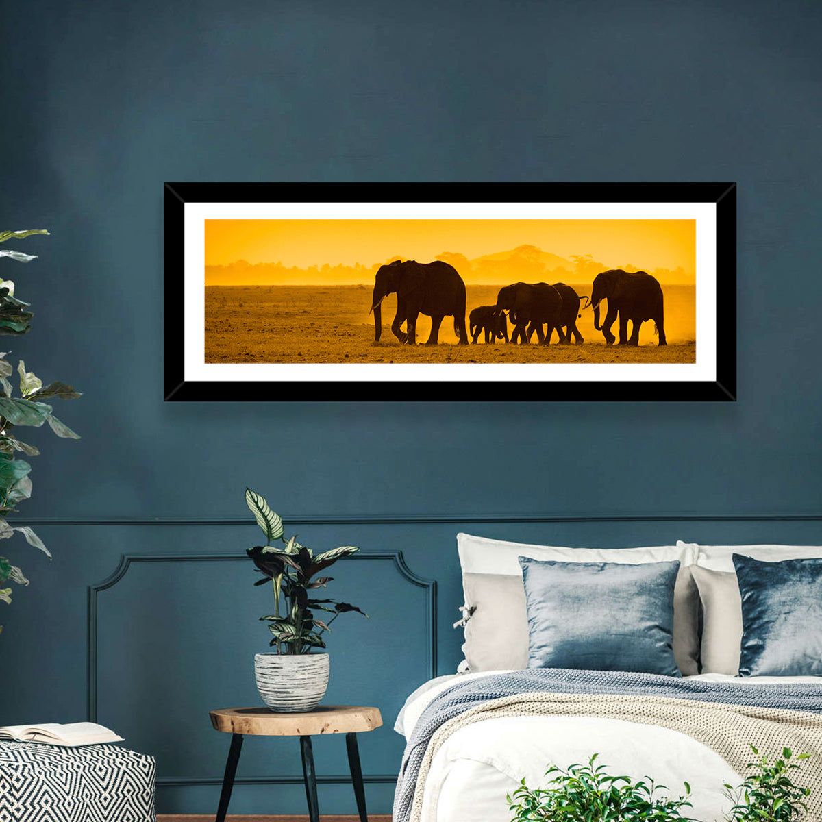 Elephant Family Silhouette Wall Art