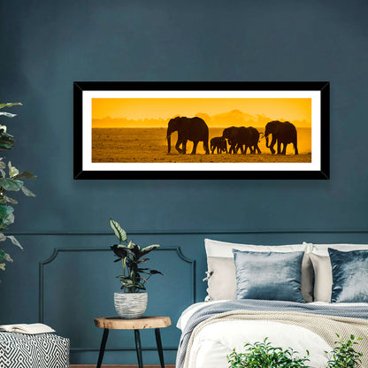 Elephant Family Silhouette Wall Art