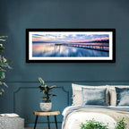 Cloudy Lake Pier at Dusk Wall Art