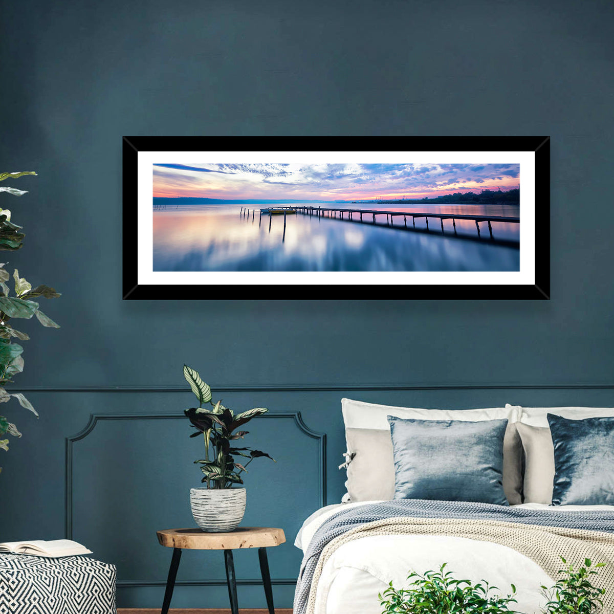 Cloudy Lake Sunset Wall Art