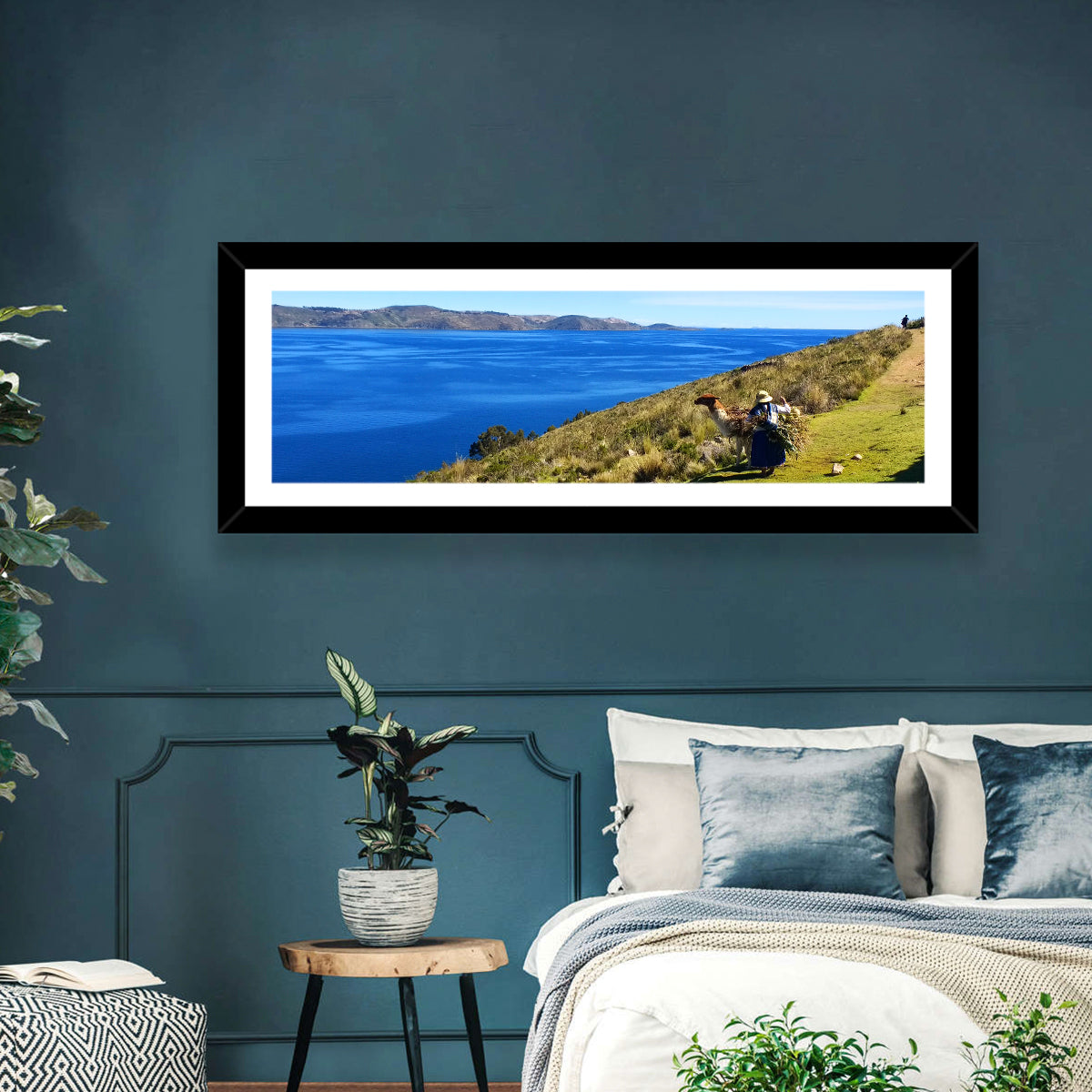 Moon Island Hillside, Lake Titicaca Wall Art in a room, panoramic