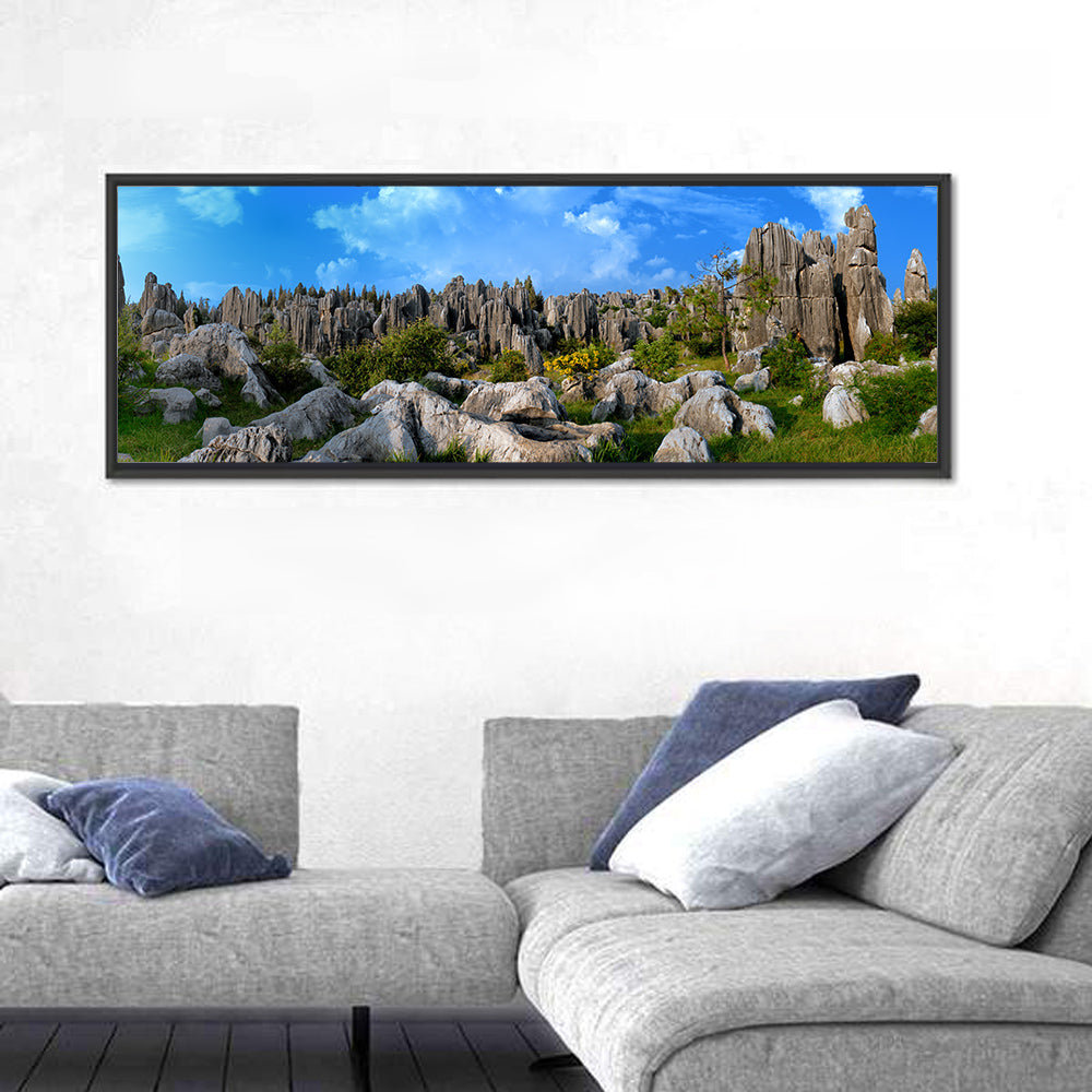 Shilin Stone Forest Wall Art in a room, panoramic