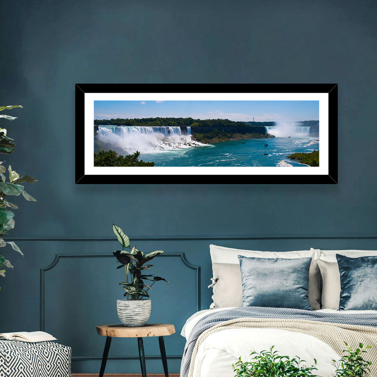 Niagara Falls Panorama Wall Art in a room, panoramic