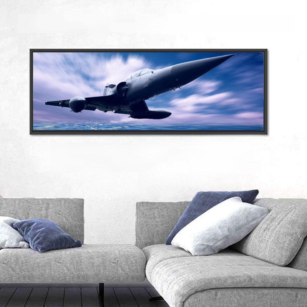 Fighter Jet Ascending Over Clouds Wall Art