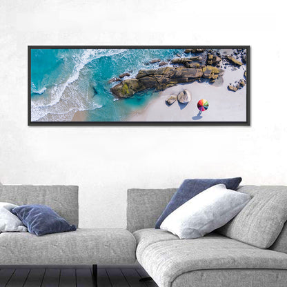 Aerial Beach with Rainbow Umbrella Wall Art