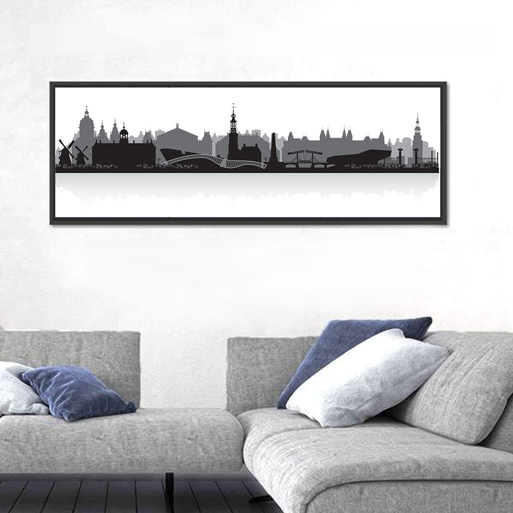 Amsterdam Skyline Silhouette Wall Art