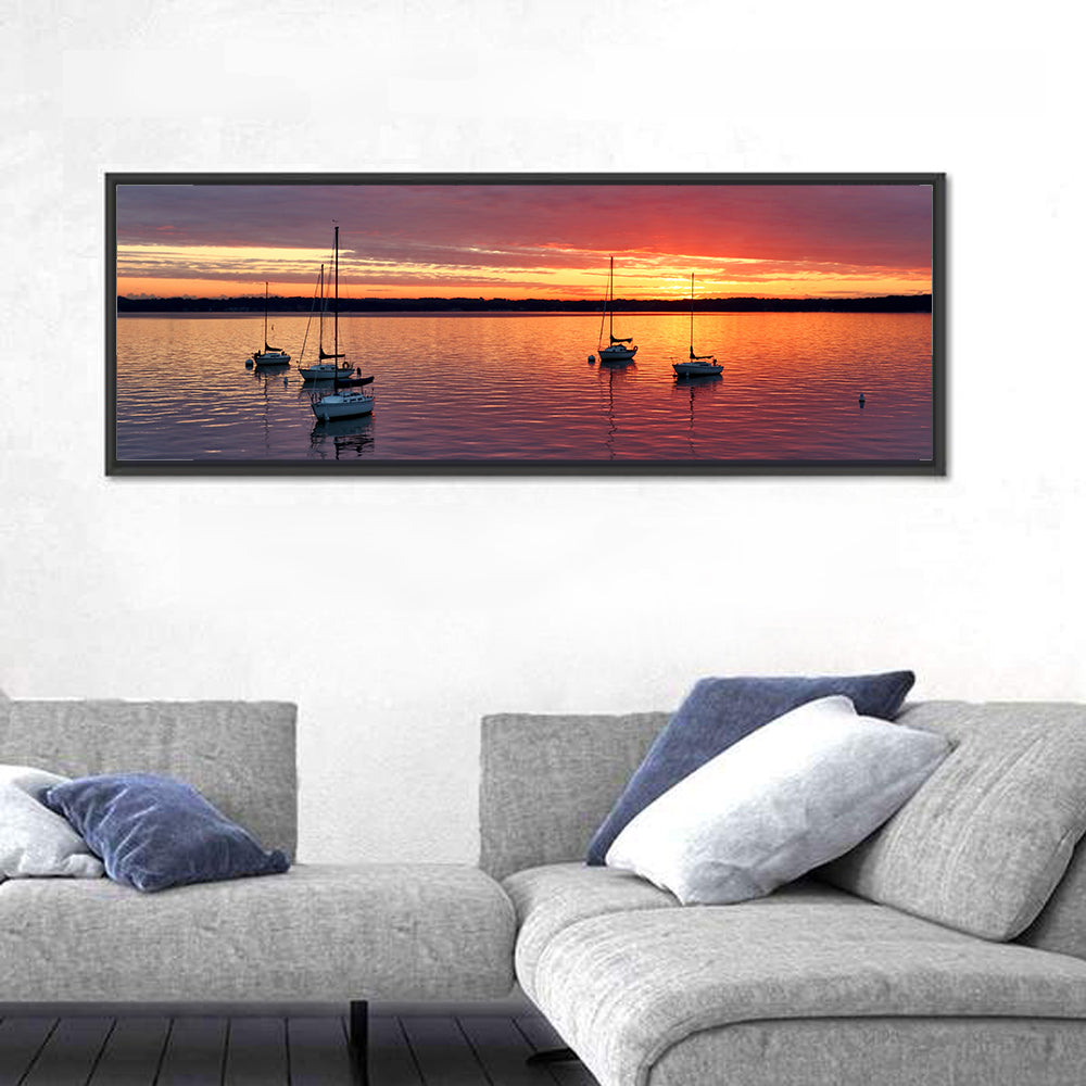Lake Mendota Sailboats at Sunset Wall Art