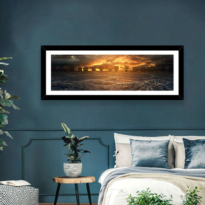 Viking Longships at Sunset Wall Art