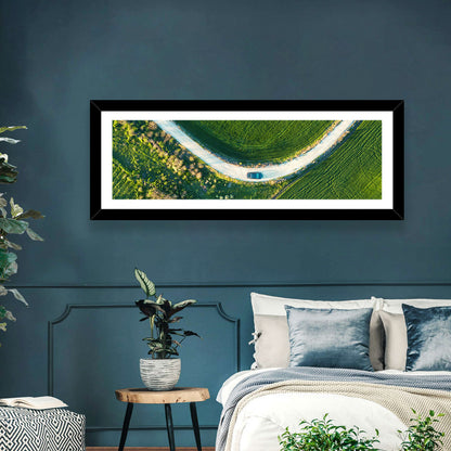 Aerial Farm Fields at Golden Hour Wall Art