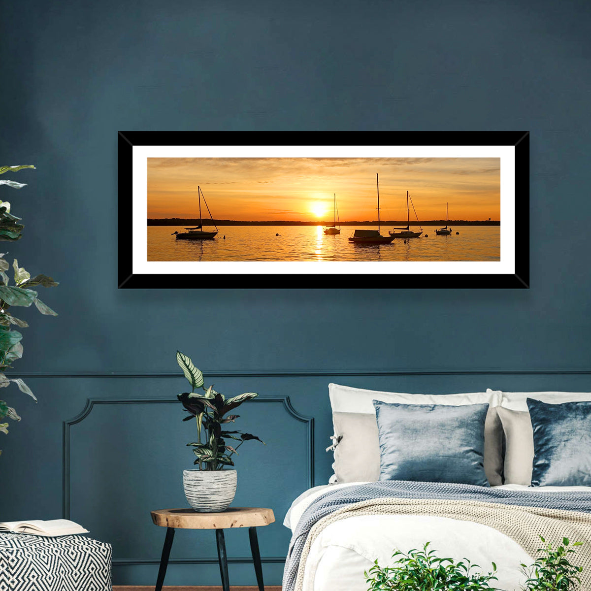 Lake Mendota Golden Sailboats Wall Art