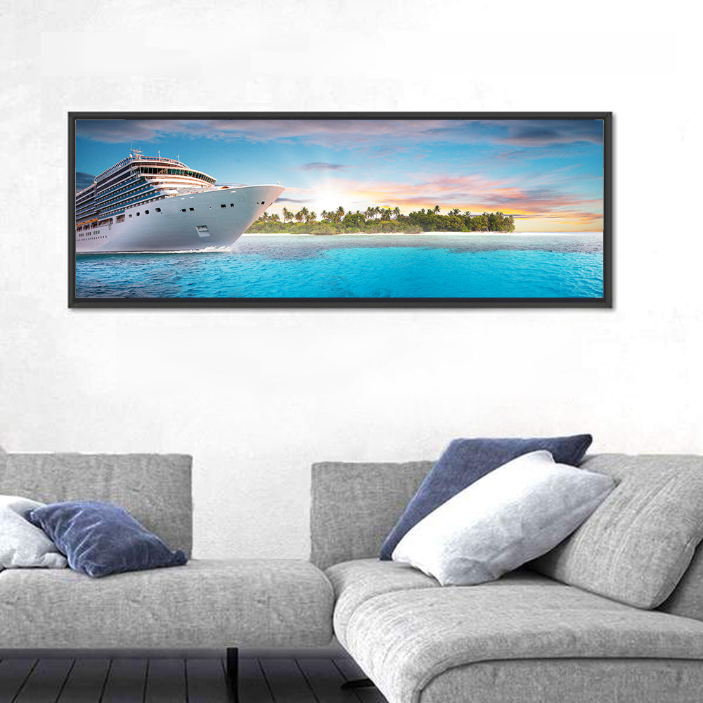 Cruise Ship at Tropical Sunset Wall Art