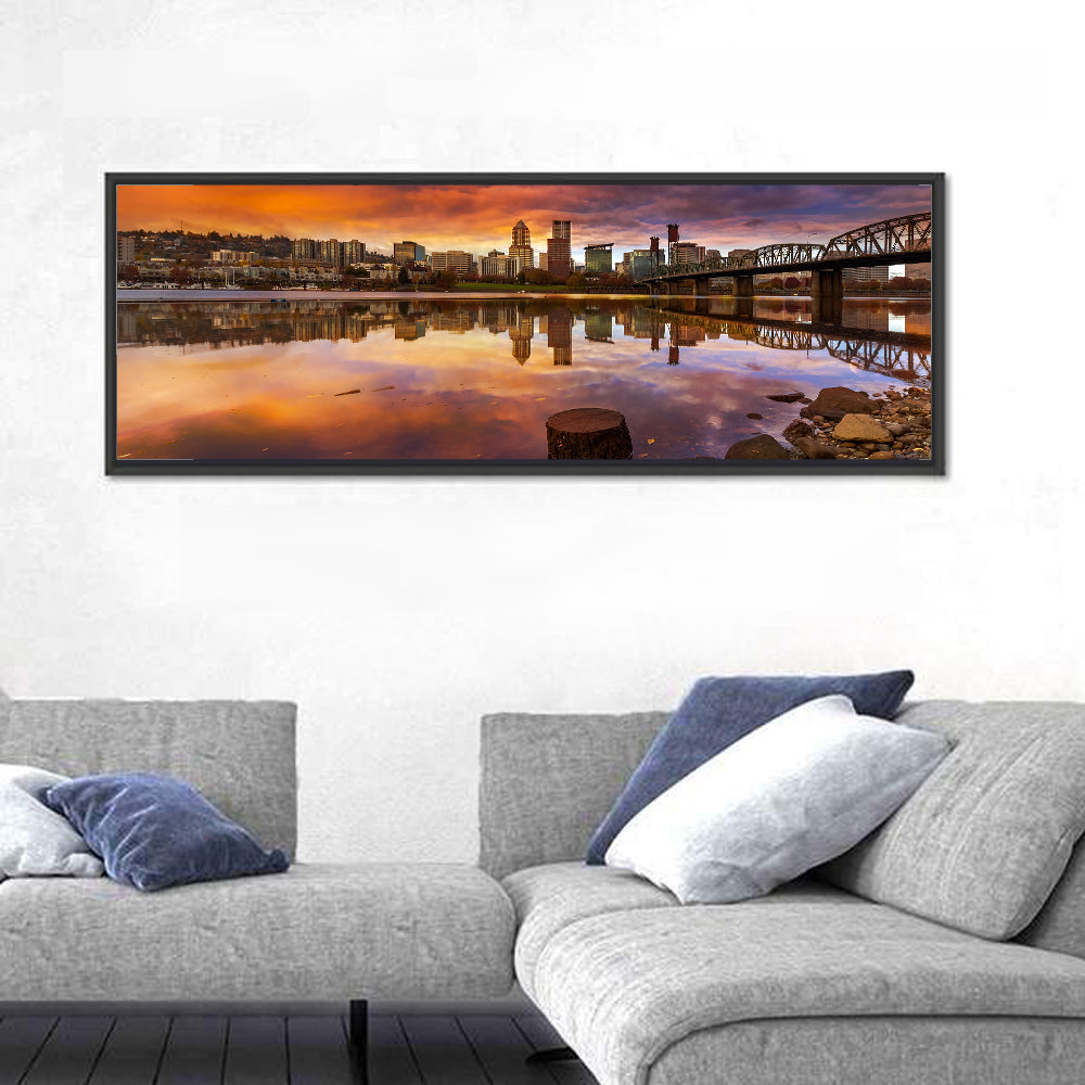 Portland Skyline at Sunset Wall Art