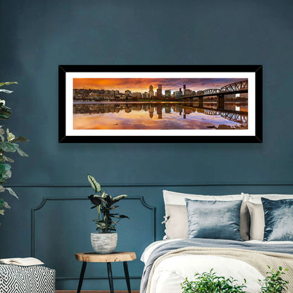 Portland Skyline at Sunset Wall Art