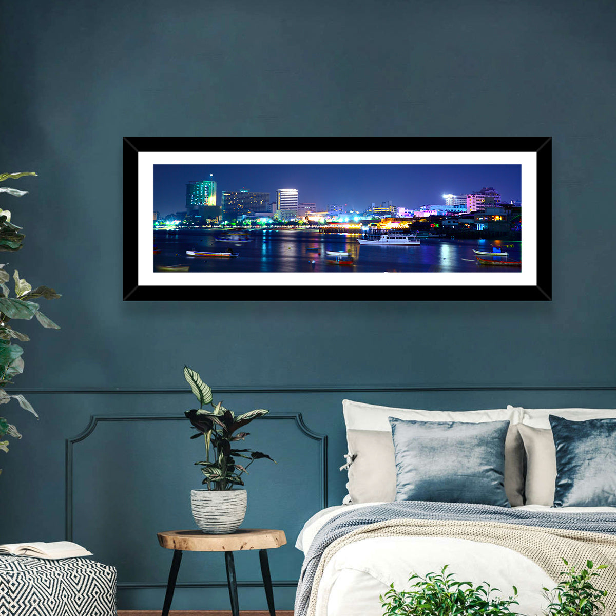 Pattaya Bay Night Skyline Wall Art