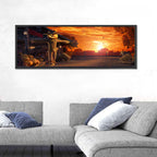Glowing Pumpkin Scarecrow at Dusk Wall Art