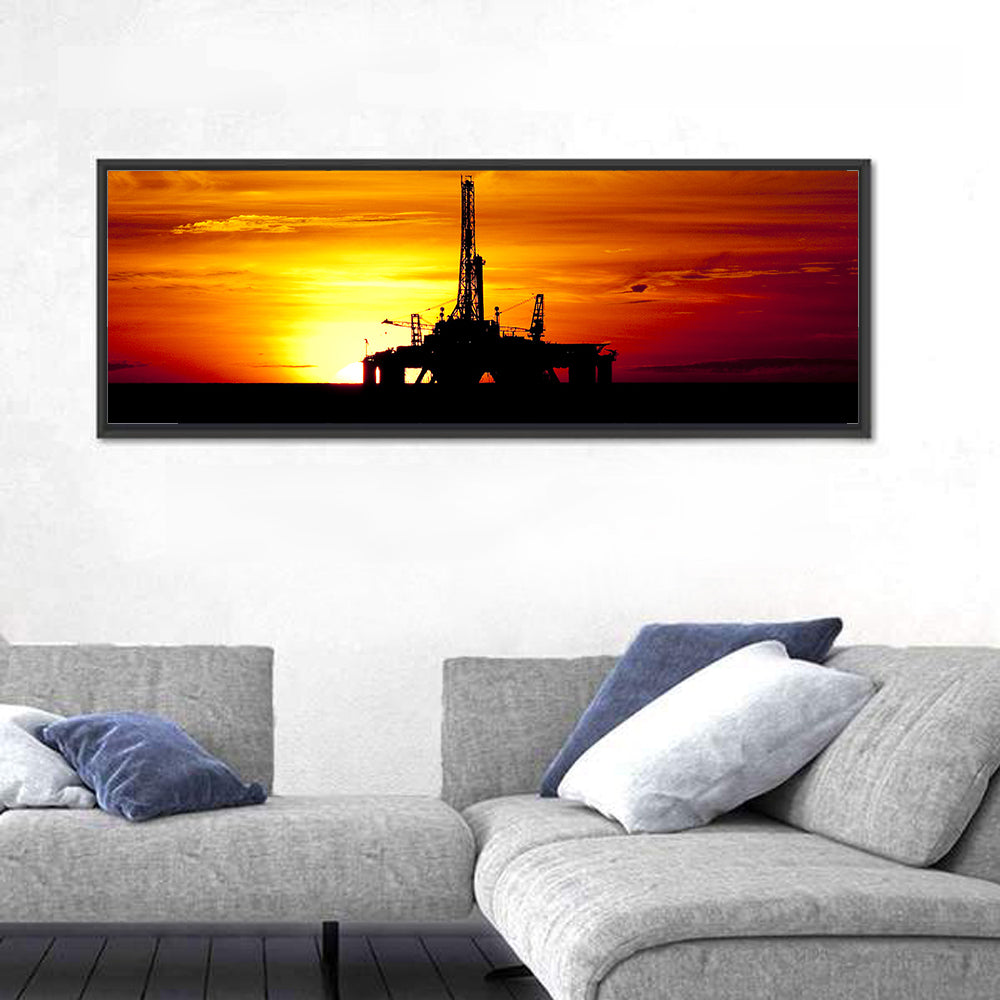 Offshore Oil Rig at Sunset Wall Art