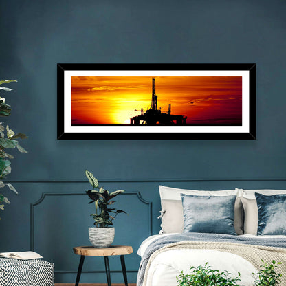 Offshore Oil Rig at Sunset Wall Art