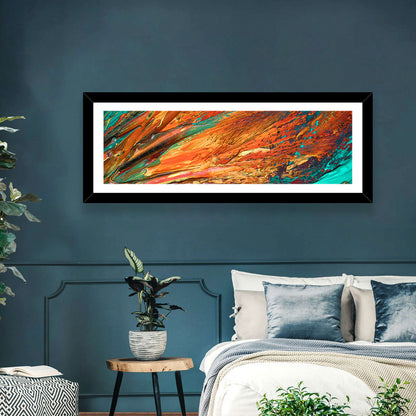 Flowing River Abstract in Orange and Teal Wall Art