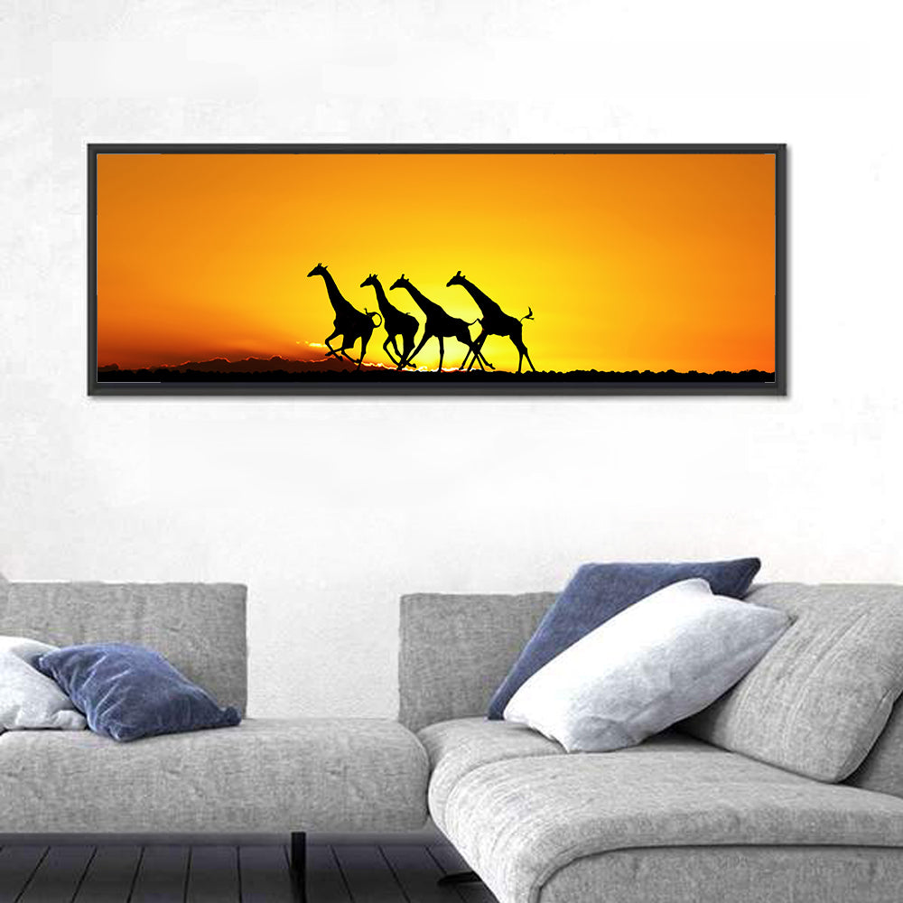 Savanna Giraffes at Sunset Wall Art