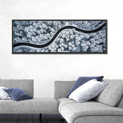 S-curve Winter Forest Road Wall Art