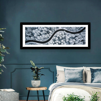 S-curve Winter Forest Road Wall Art